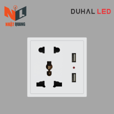 Bộ ổ cắm 3 chấu đa năng, ổ cắm 2 chấu và 2 cổng USB cổ điển S1 series MÀU TRẮNG - C1B422