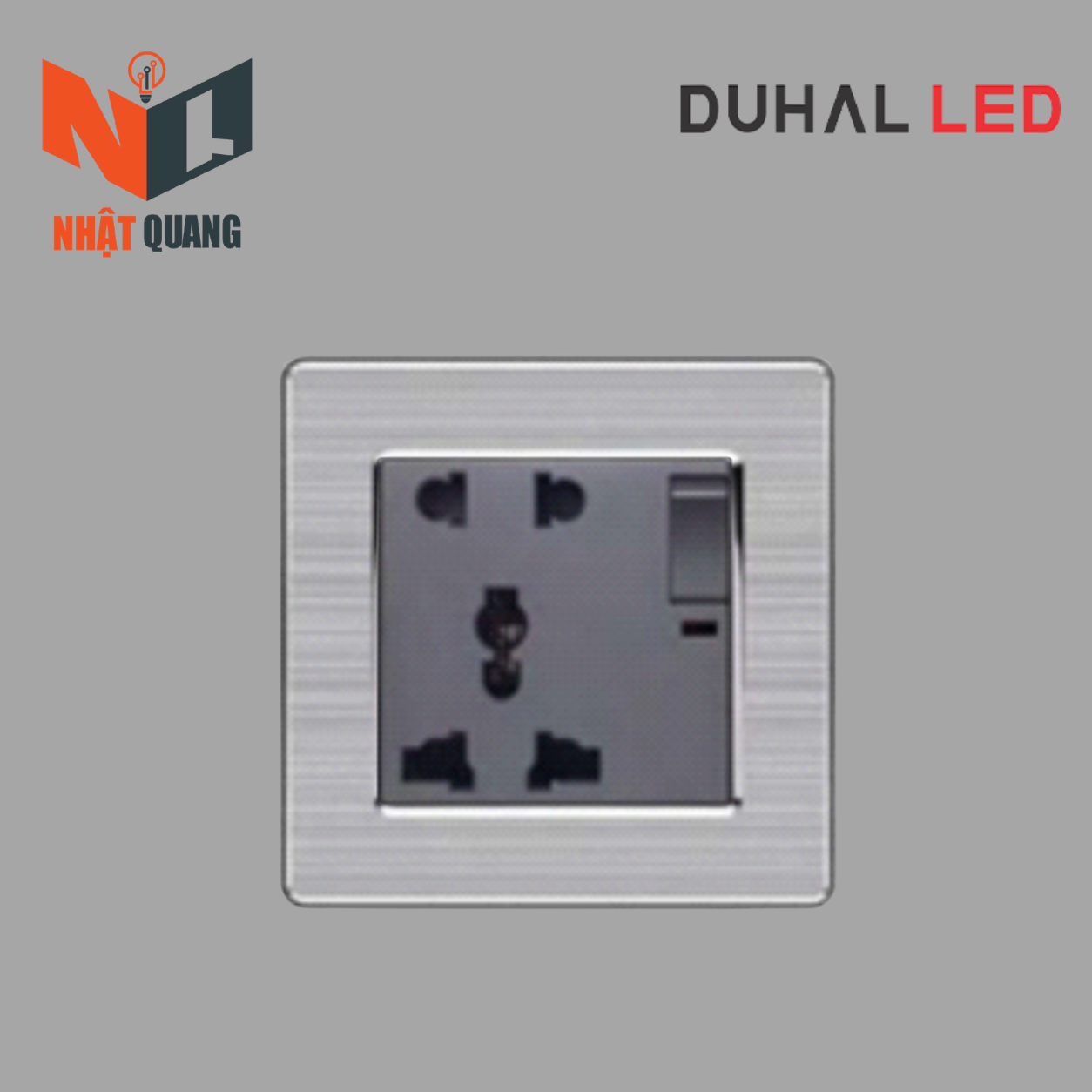 Bộ ổ cắm 3 chấu đa năng và ổ cắm 2 chấu có công tắc, đèn báo cổ điển S2 series MÀU XÁM - C1B336