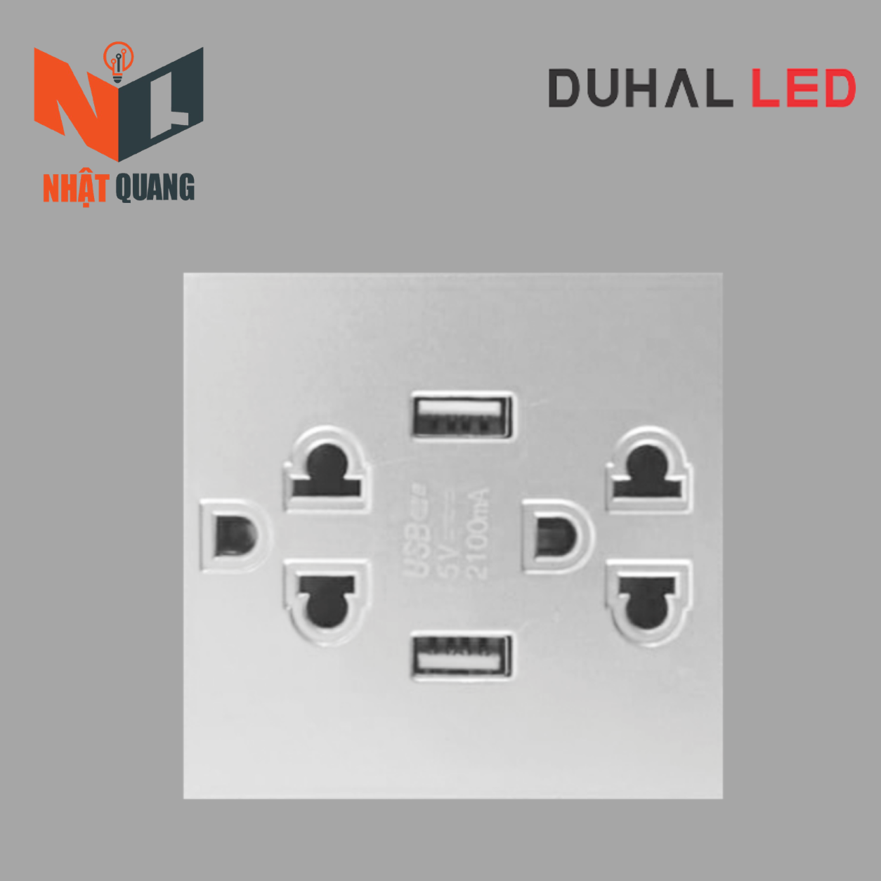 Hai ổ cắm 3 chấu & USB Saturn S size L MÀU TRẮNG - S1B066