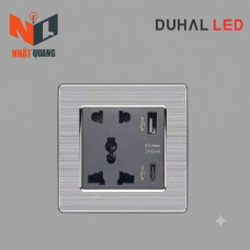 Bộ ổ cắm 3 chấu đa năng và ổ cắm 2 chấu và 1 cổng USB + 1 Type C cổ điển S2 series MÀU XÁM - C1B432