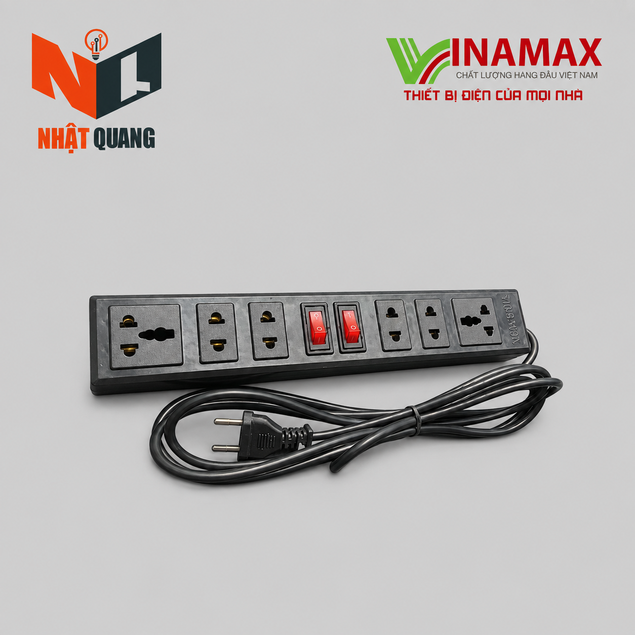 Ổ CẮM 6 LỖ ĐEN 2 CÔNG TẮC Đ625