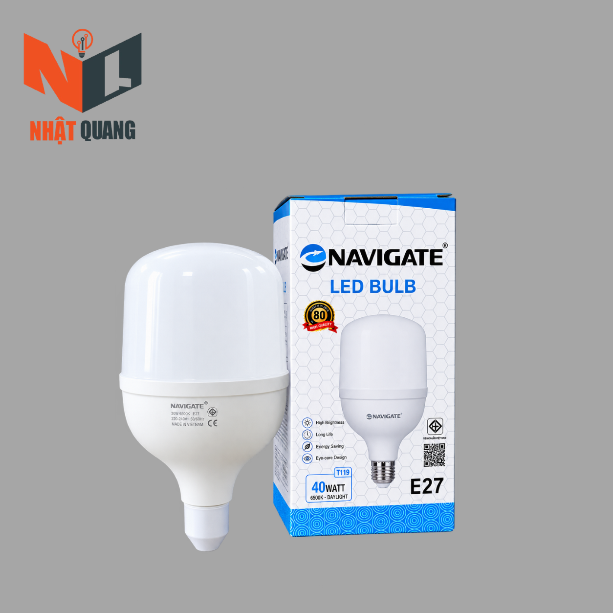 Bóng Trụ 40W Navigate Trắng/Vàng - BULBNAVI40T